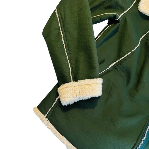 COPY - REBECCA MINKOFF Quinn Green Faux Shearling Moto Bomber Jacket - S Small - Picture 7 of 10